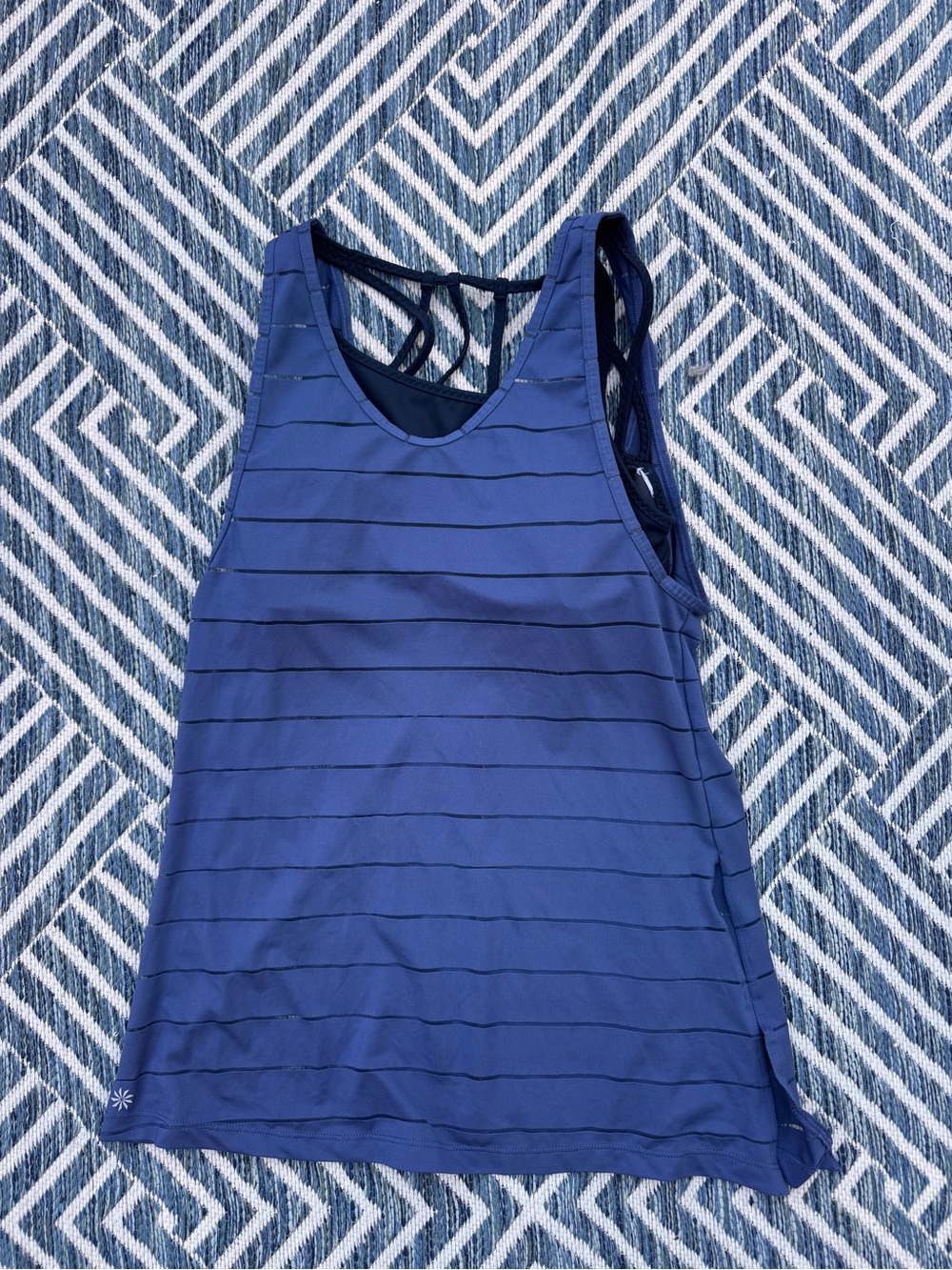 Athleta Blue Striped Performance Tank with sports bra